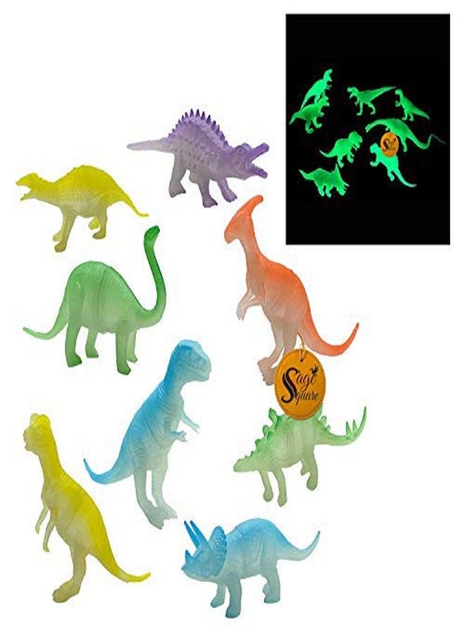 Sage Square Educational Dinosaur Play Set Toys - Kids Realistic Toy Dinosaur Figures for Themed Birthday Party and Education! (Set of Neon) - Image 1